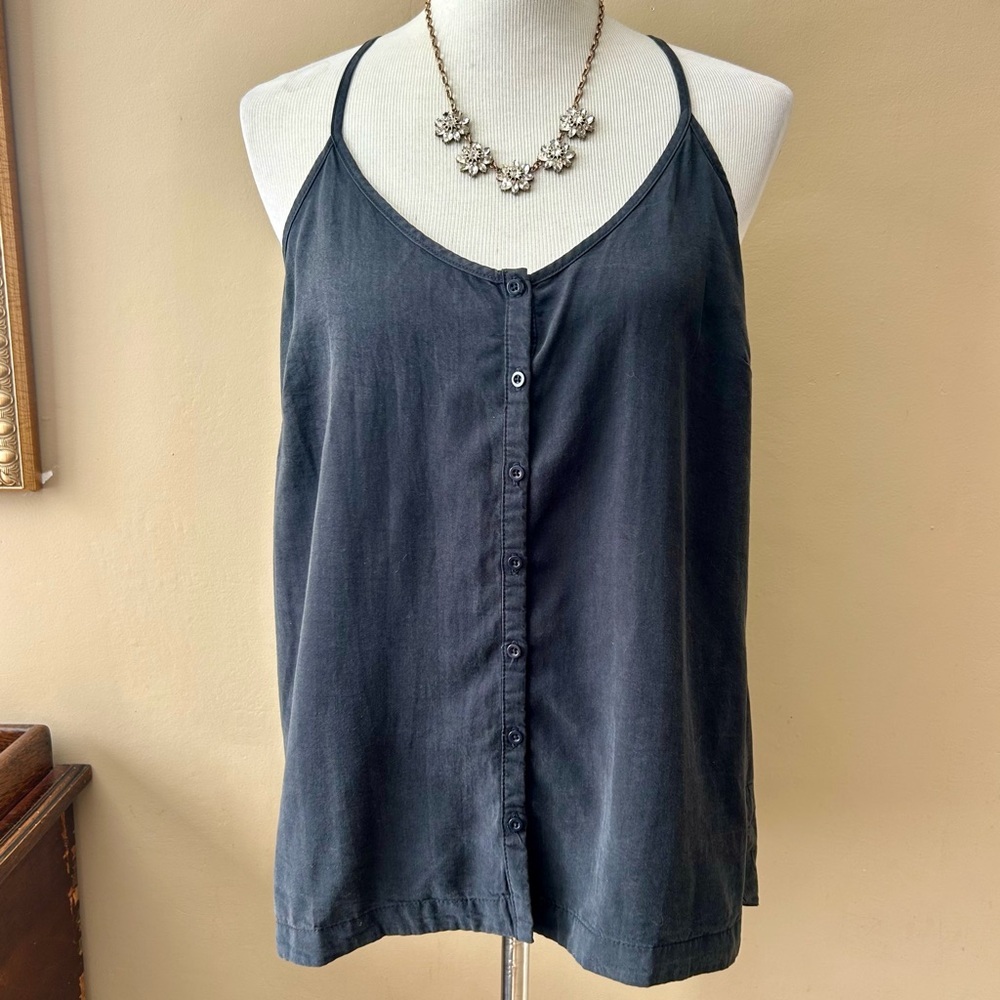 Anthropologie Jenny Button Cami Black Racerback Tank Top Size M Medium NWT - Picture 5 of 10